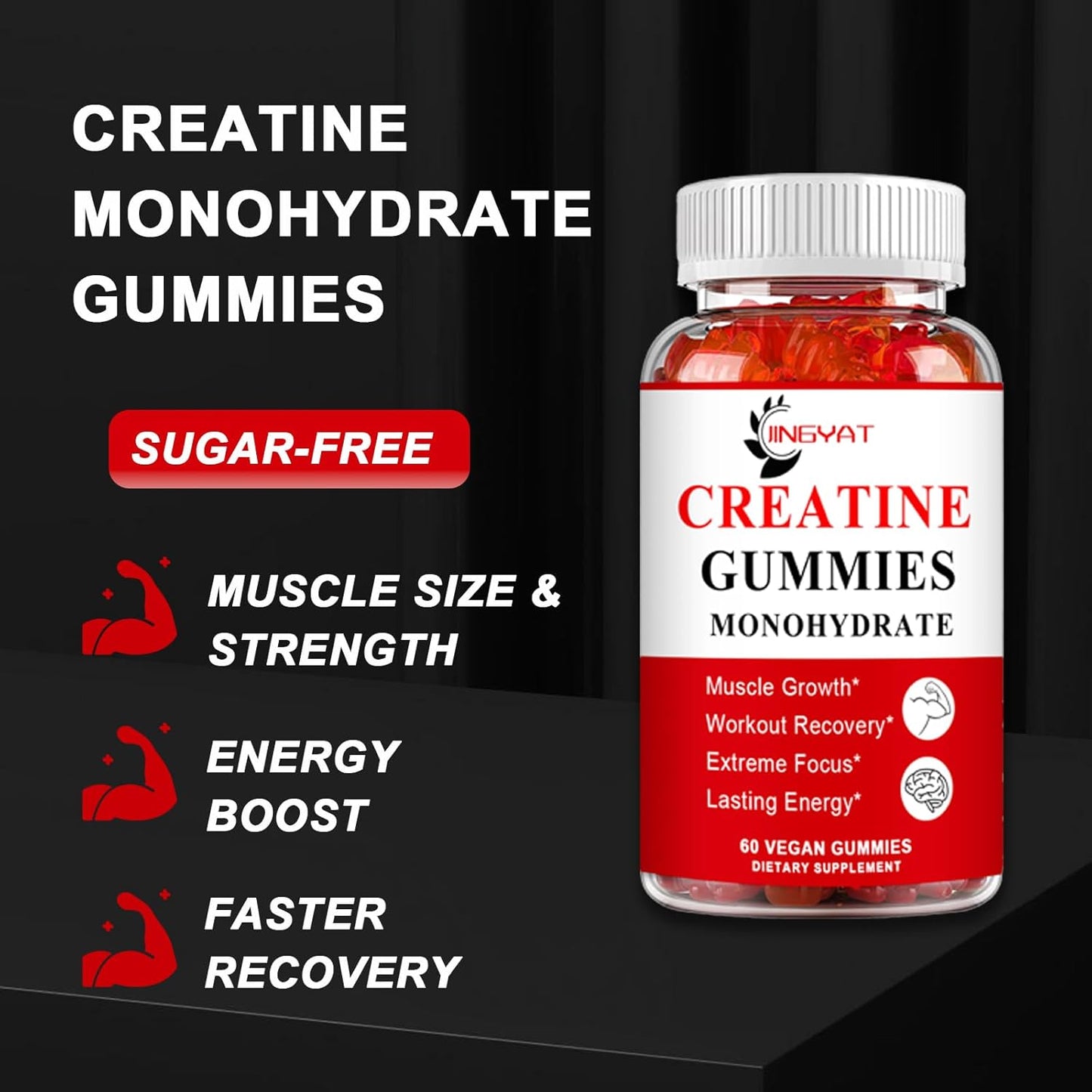 2 Pack Sugar-Free Creatine Monohydrate Gummies for Muscle Building and Endurance - 5g Stronger Than Capsules - Men & Women's Supplement