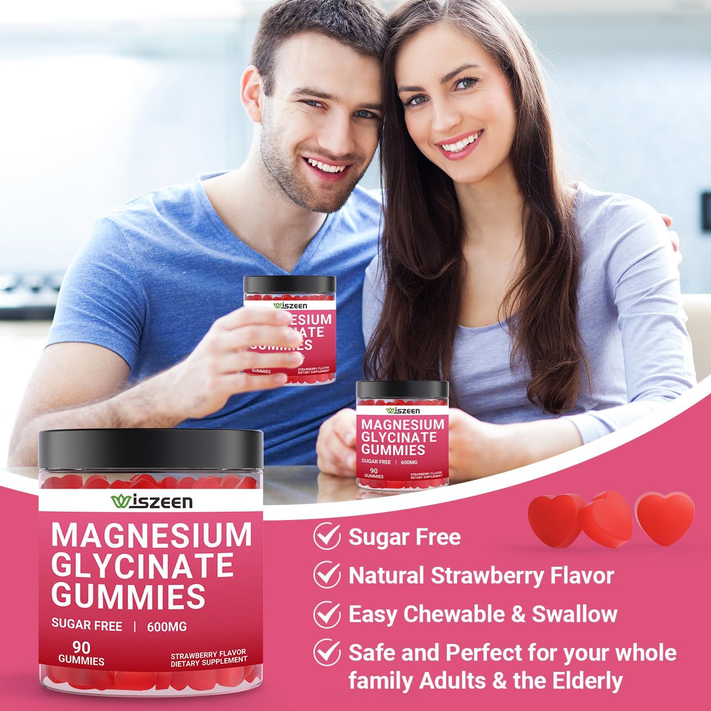 2 Pack Sugar-Free Magnesium Glycinate Gummies with Potassium & Threonate - 400mg Magnesium Supplement for Adults