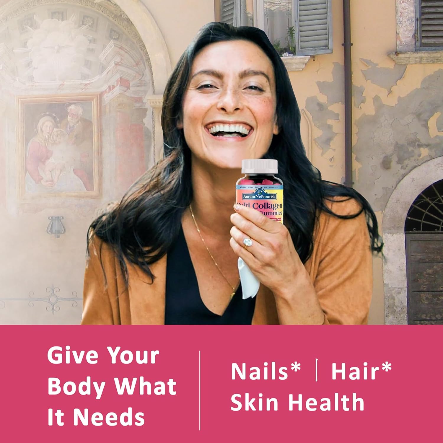 2 Pack Sugar-Free Multi Collagen Peptides Gummies with Biotin, Hyaluronic Acid, and Vitamins for Skin, Hair, Nails, and Joints - Strawberry Flavor