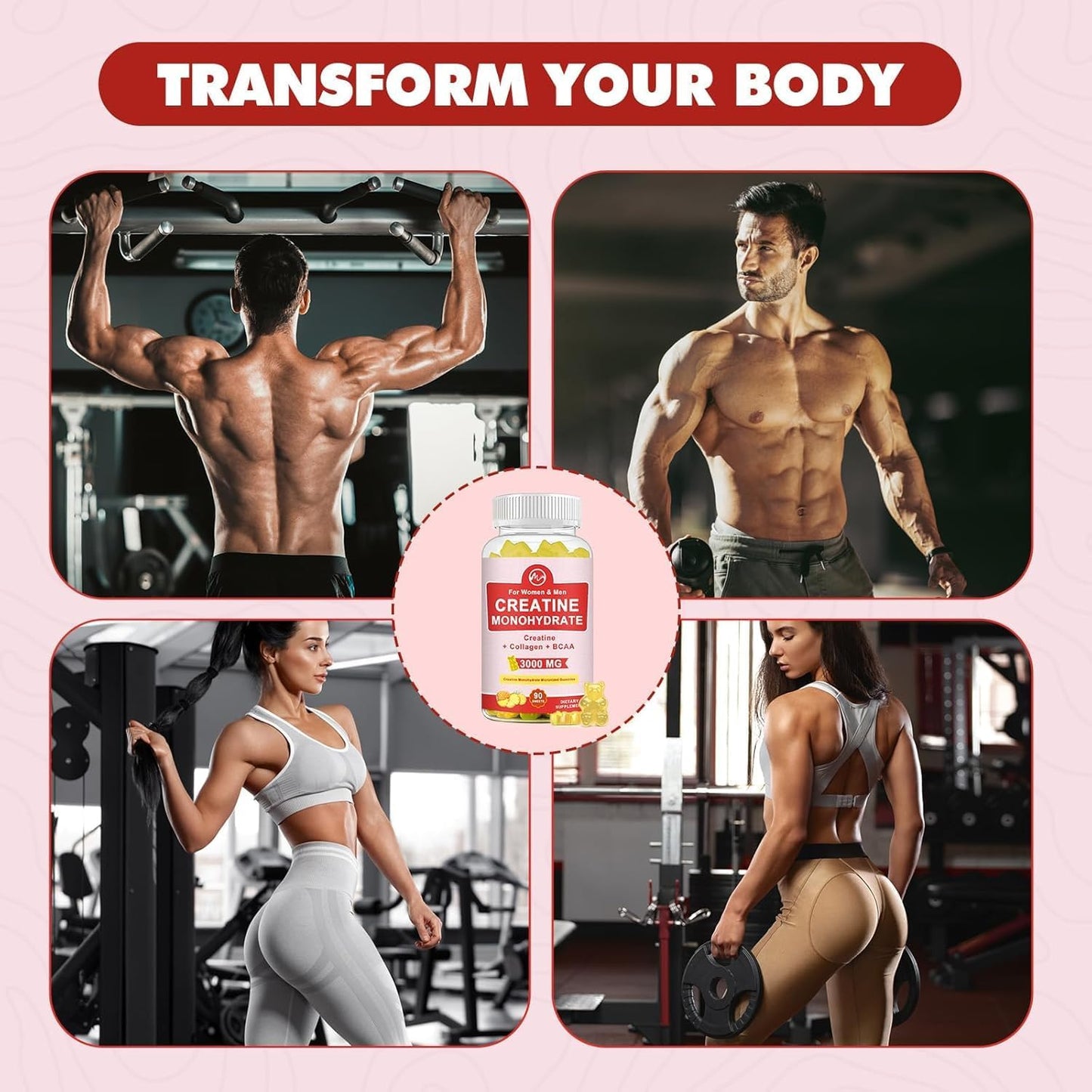 2 Pack Sugar-Free Pineapple Flavored Creatine Gummy Supplements for Muscle Building & Energy | Chewable Creatine Monohydrate Gains for Men & Women