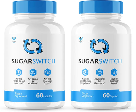 2 Pack SugarSwitch Capsules - Official Sugar Switch Pills for Healthy Blood Sugar Levels - All-Natural Formula with Pectin - 2 Month Supply - 120 Capsules