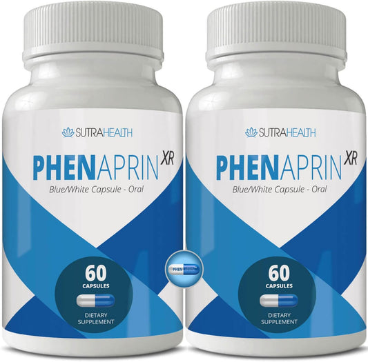 2-Pack SutraHealth PhenAprin XR Maximum Strength Diet Pills - Appetite Suppressant, Metabolism Boost, Weight Loss - 120 Capsules for Women and Men
