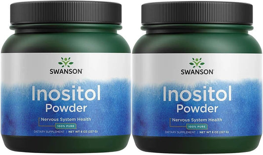2 Pack Swanson 100% Pure Inositol Powder for Focus, Relaxation, Nerve & Cellular Support - Natural Supplement (8oz)