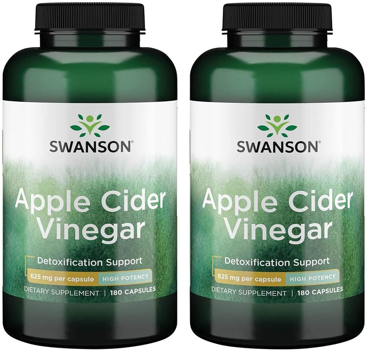 2-Pack Swanson Apple Cider Vinegar Capsules for Weight Loss & Digestive Health - 180 Capsules, 625mg - Supports Metabolism & Glucose Profile