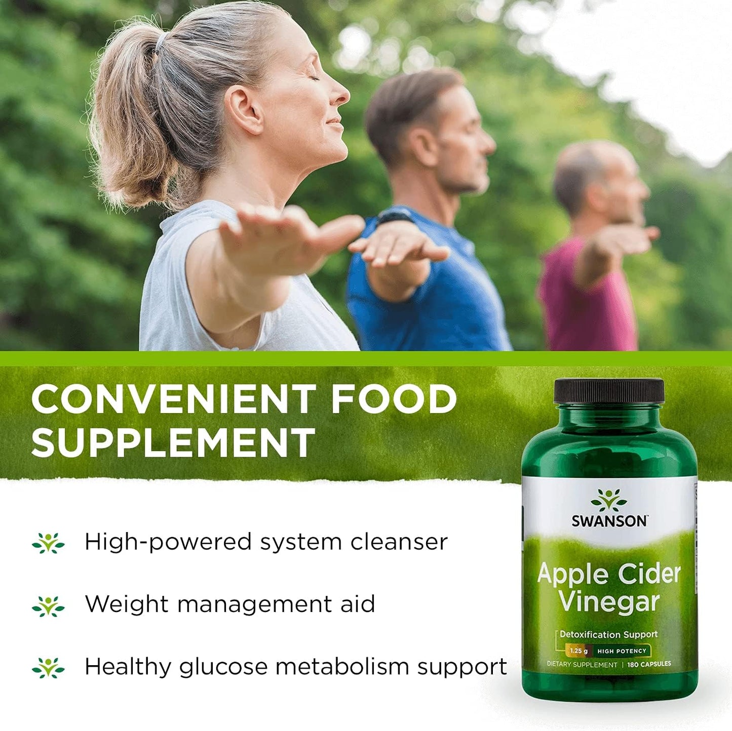 2-Pack Swanson Apple Cider Vinegar Capsules for Weight Loss & Digestive Health - 180 Capsules, 625mg - Supports Metabolism & Glucose Profile