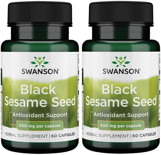 2-Pack Swanson Full Spectrum Black Sesame Seed 500mg Capsules - 60 Count