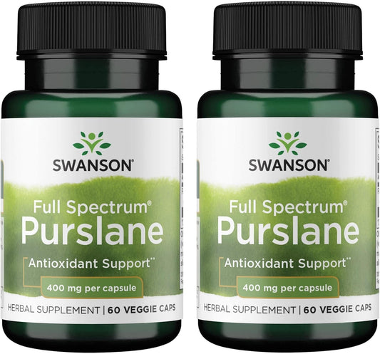 2 Pack Swanson Full Spectrum Purslane 400mg 60 Veg Capsules - Antioxidant & Anti-Inflammatory Support