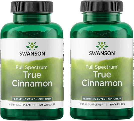 2 Pack Swanson Full Spectrum True Cinnamon Herbal Supplement Capsules - 120 Capsules, 300mg Each