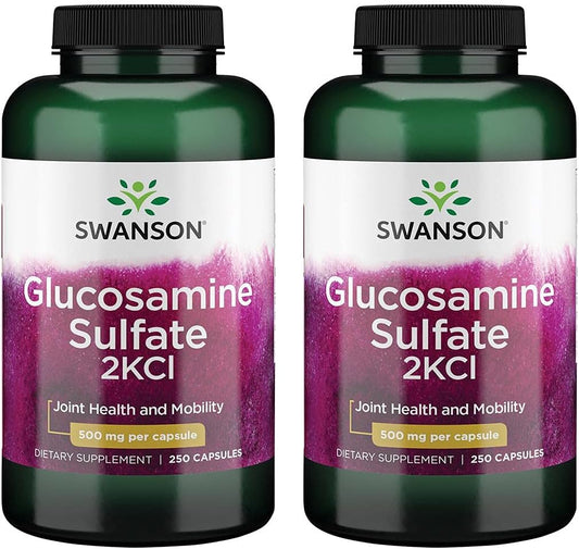 2-Pack Swanson Glucosamine Sulfate 2Kcl 500mg 250 Capsules - Joint Health Support Supplement