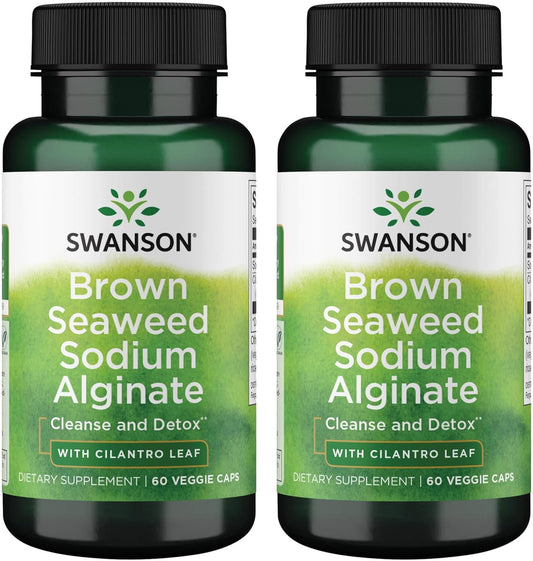 2 Pack Swanson Premium Brown Seaweed Sodium Alginate with Cilantro Leaf 60 Veggie Capsules