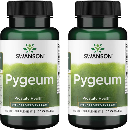 2 Pack Swanson Pygeum Capsules 125mg - Herbal Supplement for Men's Prostate, Bladder, and Urinary Tract Health - Male Health Support Formula
