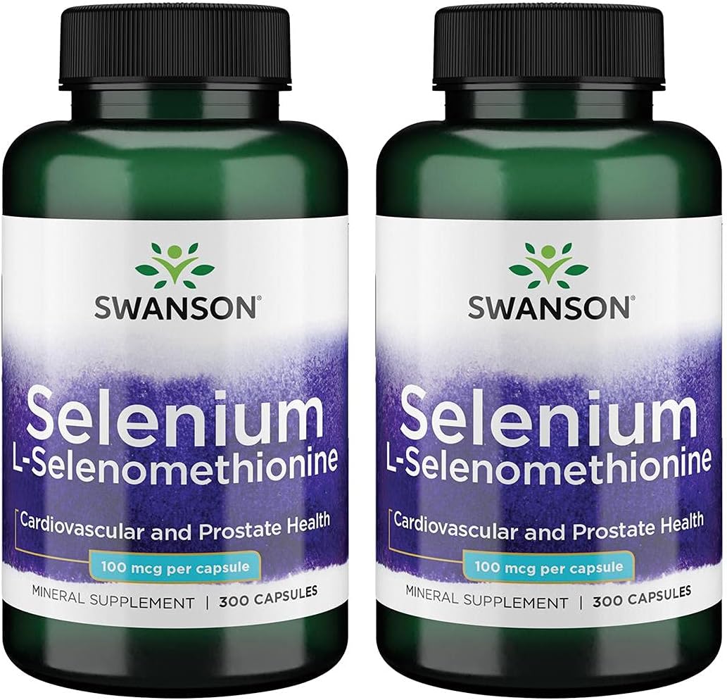 2 Pack Swanson Selenium (L-Selenomethionine) Capsules - Supports Heart, Prostate, Immune & Thyroid Health - 100mcg - Herbal Supplement