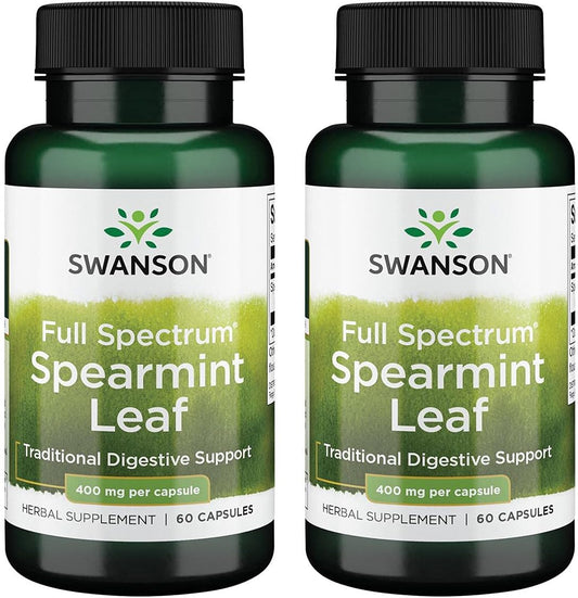 2 Pack Swanson Spearmint Leaf Full Spectrum Herbal Supplement 400mg 60 Capsules Digestive Health & Stomach Support