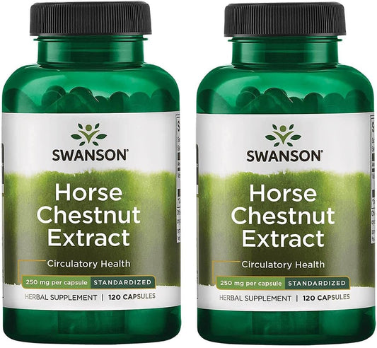 2 Pack Swanson Standardized Horse Chestnut 22% Aescin 250mg 120 Capsules