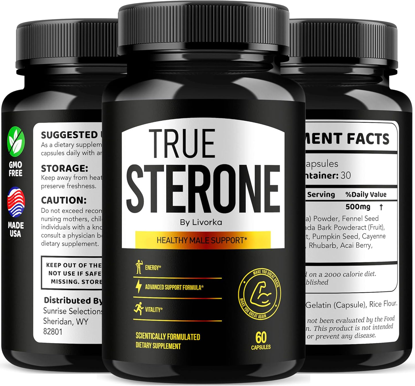 2 Pack True Sterone Pills - Advanced Formula with 120 Capsules for 2 Months - TrueSterone Vitamin Capsules & Reviews