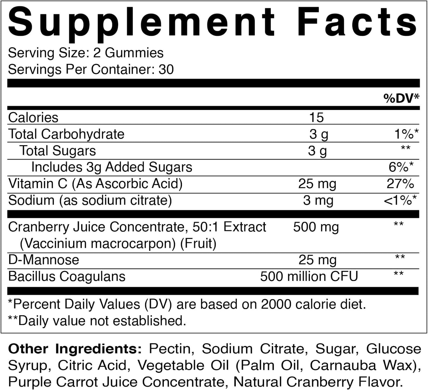 2 Pack Vegan Cranberry Gummies for Women Urinary Tract Health - D-Mannose, Probiotic, Vitamin C - 50X Concentrate Extract - 60 Count - Non-GMO, Gluten Free