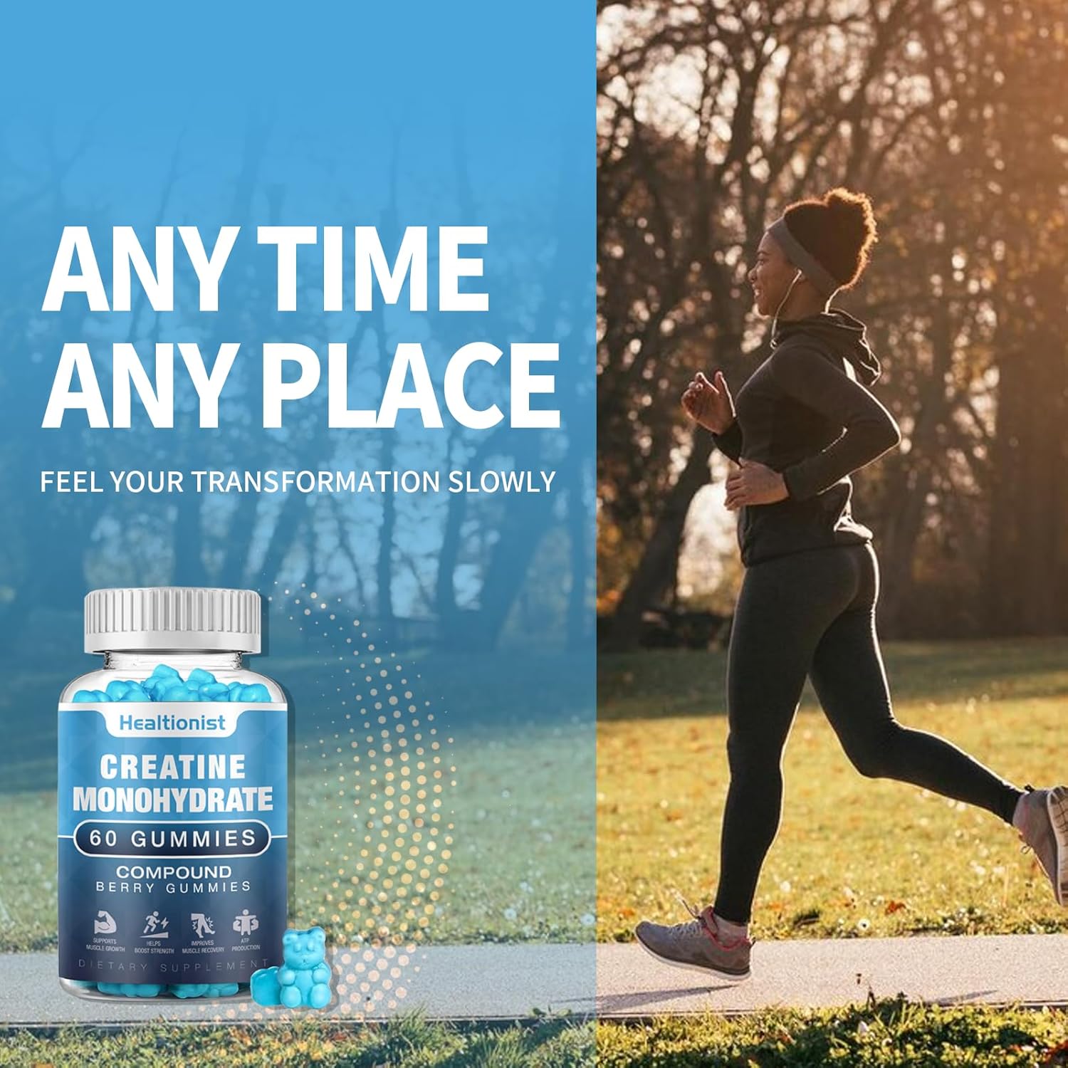 2 Pack Vegan Creatine Monohydrate Gummies for Men & Women - Muscle Builder, Energy Boost, Pre-Workout Supplement - 120 Count