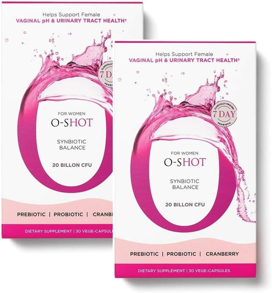 2 Pack Vegan Vaginal Probiotic + Prebiotic with Cranberry Extract and Chicory Root for Women - Supports Vaginal pH, Urinary Tract, Digestion, and Bloating - Non Dairy, Non GMO, Gluten Free - 60 Vege-Capsules
