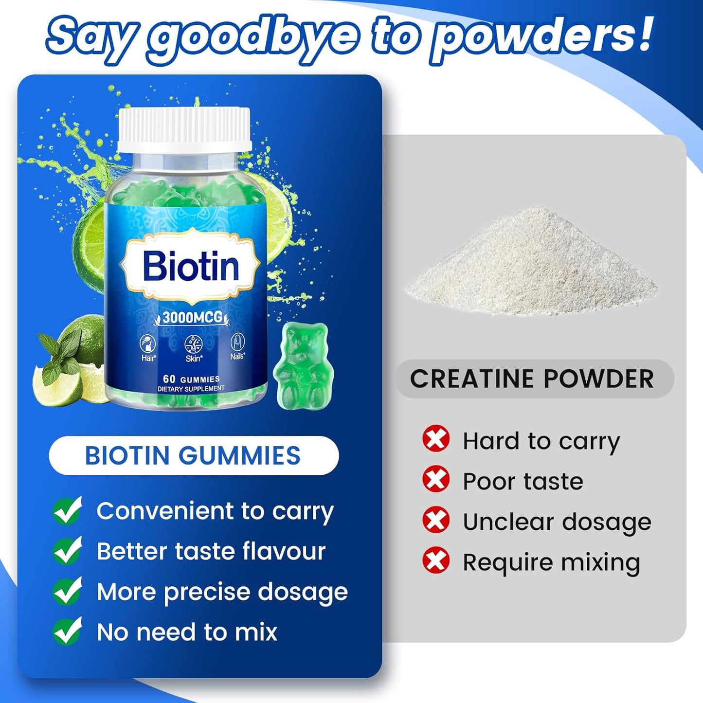 2-Pack Vitaluxy Hair Skin and Nails Gummies with High Potency Vitamins for Women, Men & Kids - Biotin Gummies for Hair Growth, Skin, and Nails - Includes Vitamin D, E, B16, and B12