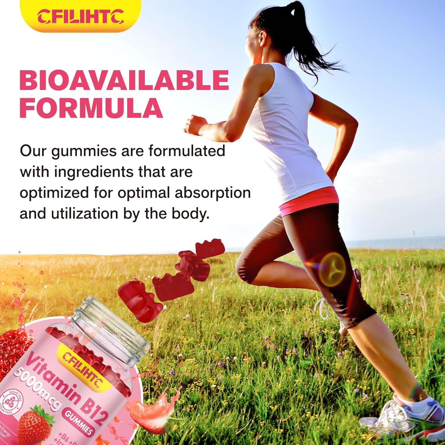 2 Pack Vitamin B12 Gummies 5000mcg for Adults - Methyl B12 with B6, D3, Iron, Folate - Energy & Metabolism Support, Mood & Immune Boost - Sugar Free