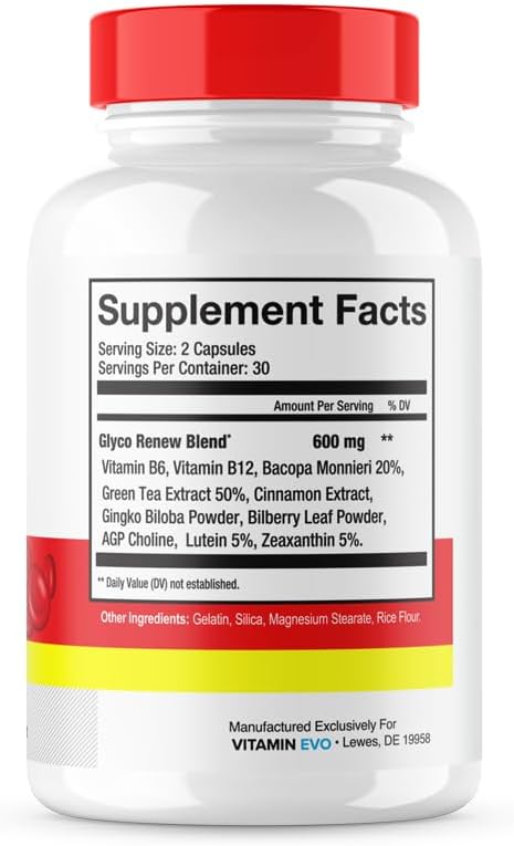 2 Pack Vitamin Evo Glyco Renew Blood Support Supplement - Original Formula Glycogen Clean Advanced Strength Capsules with Natural Ingredients