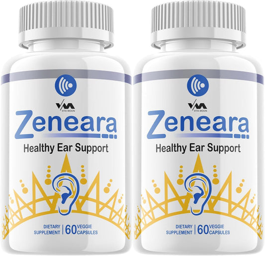 2 Pack Vitamoon Zeneara - Advanced Formula for Healthy Ear Support, Hearing Health, and Wellness - 120 Capsules