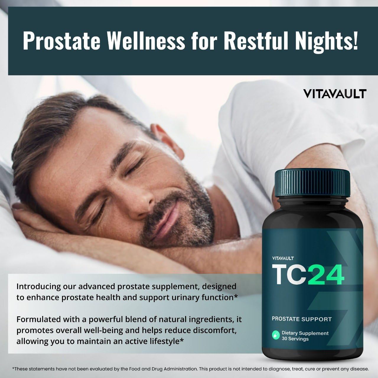 2 Pack Vitavault TC24 Prostate Health Supplement Capsules - Extra Strength All Natural Formula for Prostate Support