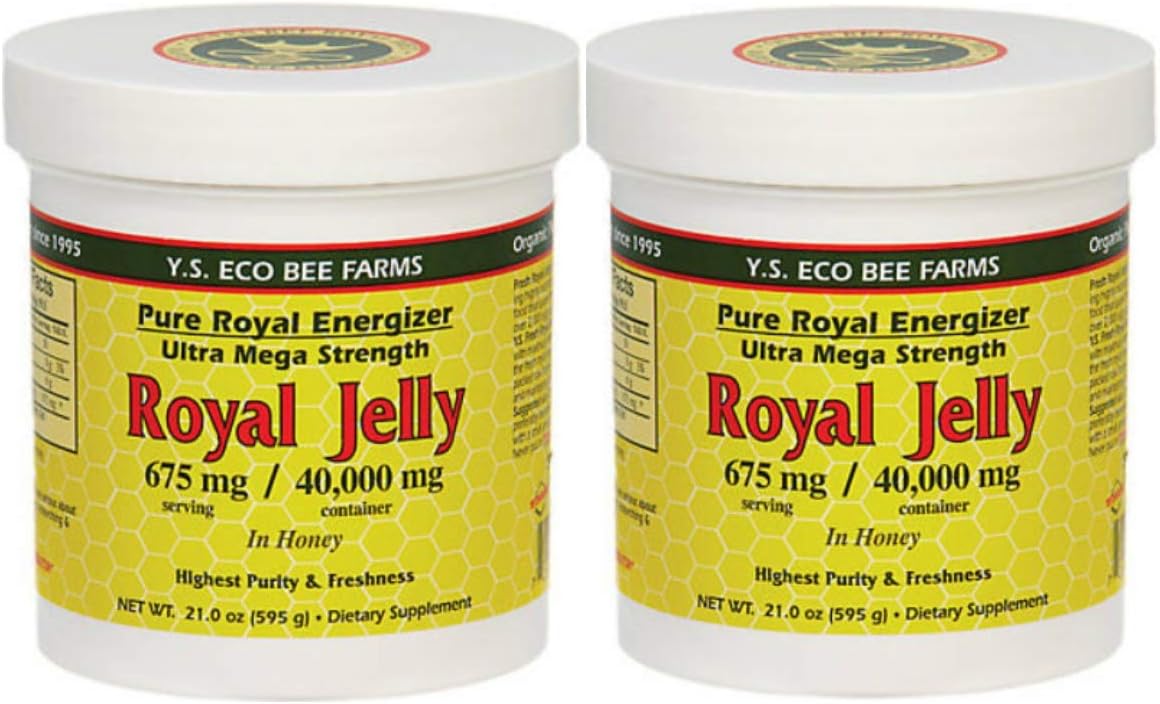 2-Pack YS Eco Bee Farms Royal Jelly in Honey 675mg 1.3lbs (595g)
