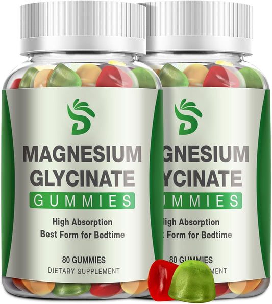 2 Packs DUCRKACS Magnesium Glycinate Gummies 400mg - High Absorption Supplement for Adults & Kids - Calm Sleep & Stress Relief Gummies, Sugar Free - 160 Gummies