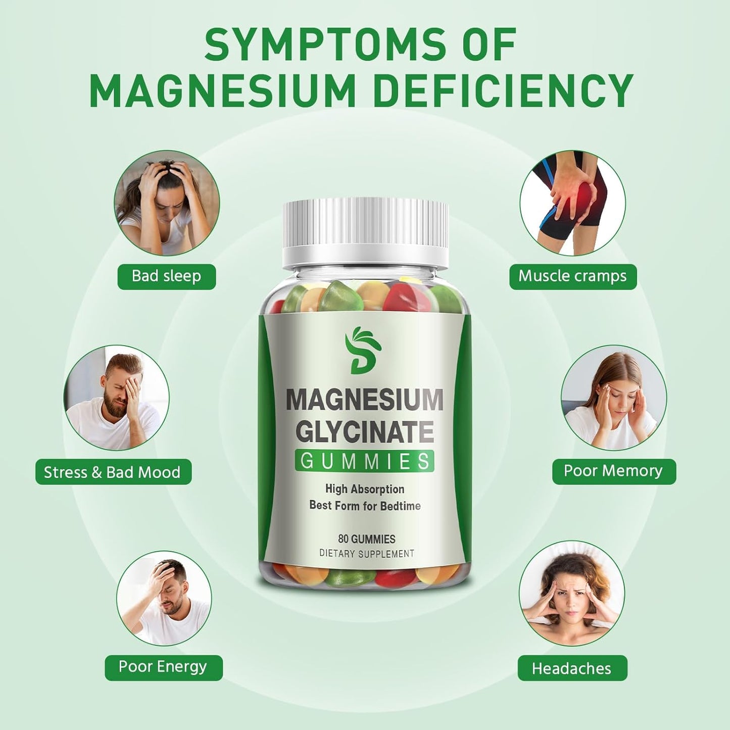 2 Packs DUCRKACS Magnesium Glycinate Gummies 400mg - High Absorption Supplement for Adults & Kids - Calm Sleep & Stress Relief Gummies, Sugar Free - 160 Gummies