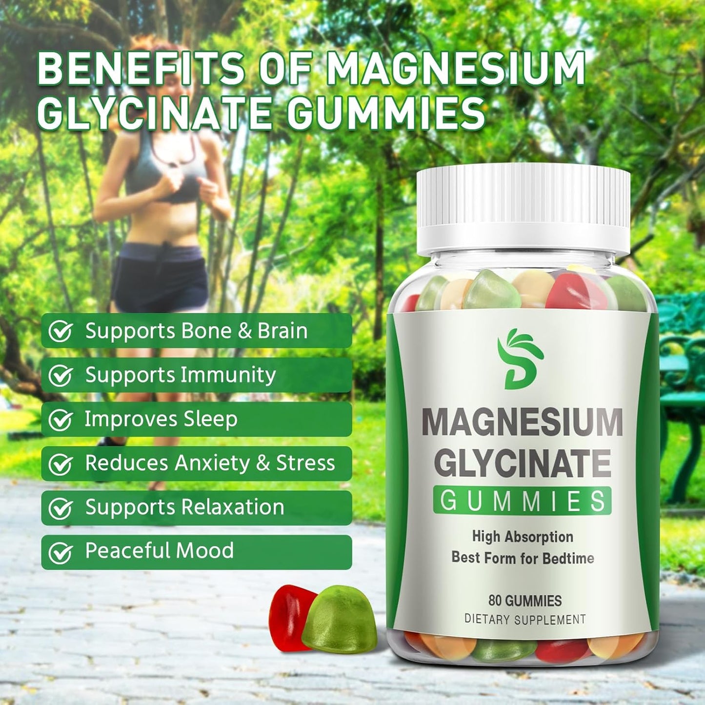2 Packs DUCRKACS Magnesium Glycinate Gummies 400mg - High Absorption Supplement for Adults & Kids - Calm Sleep & Stress Relief Gummies, Sugar Free - 160 Gummies