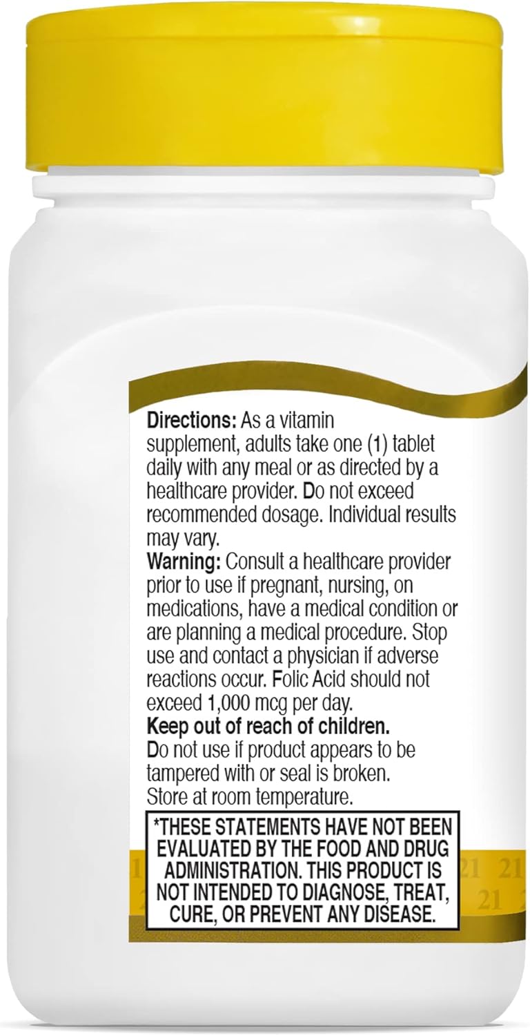 2 Packs of 21st Century Folic Acid 400 mcg Tablets, Total 500 Count