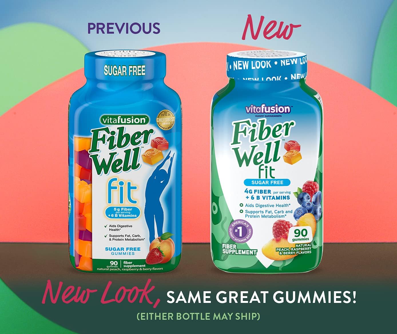 2 Packs of 90ct Vitafusion Fiber Well Fit Sugar Free Gummies