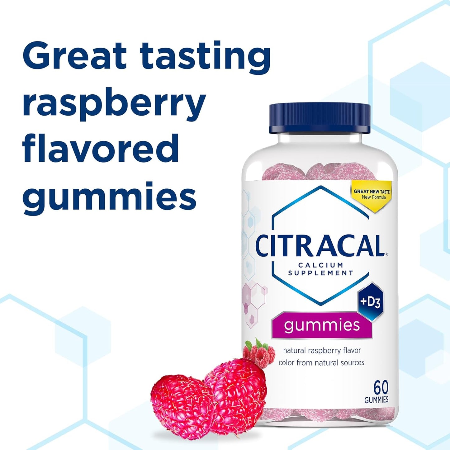 2 Packs of Citracal Calcium Supplement Gummies with Vitamin D3 for Bone Health - 120 Chewable Calcium Chews with Natural Raspberry Flavor