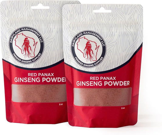 2 Packs of Dairyland Management LLC Red Panax Ginseng Powder (16 oz) - Natural Ginsenosides for Energy, Vitality, Mood - Korean Panax Ginseng Root Powder for Smoothies, Coffee - Supports Overall Health
