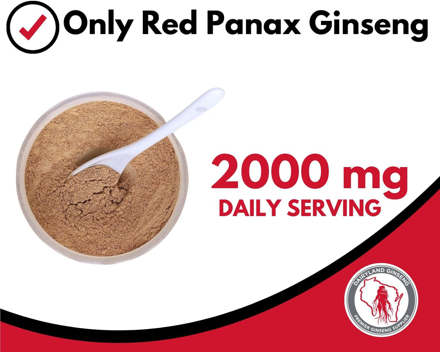2 Packs of Dairyland Management LLC Red Panax Ginseng Powder (16 oz) - Natural Ginsenosides for Energy, Vitality, Mood - Korean Panax Ginseng Root Powder for Smoothies, Coffee - Supports Overall Health