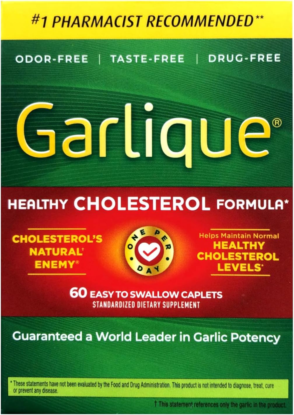 2 Packs of Garlique Healthy Cholesterol Formula with 5000 mcg Allicin, 60 Enteric Coated Caplets - Total 120 Caplets