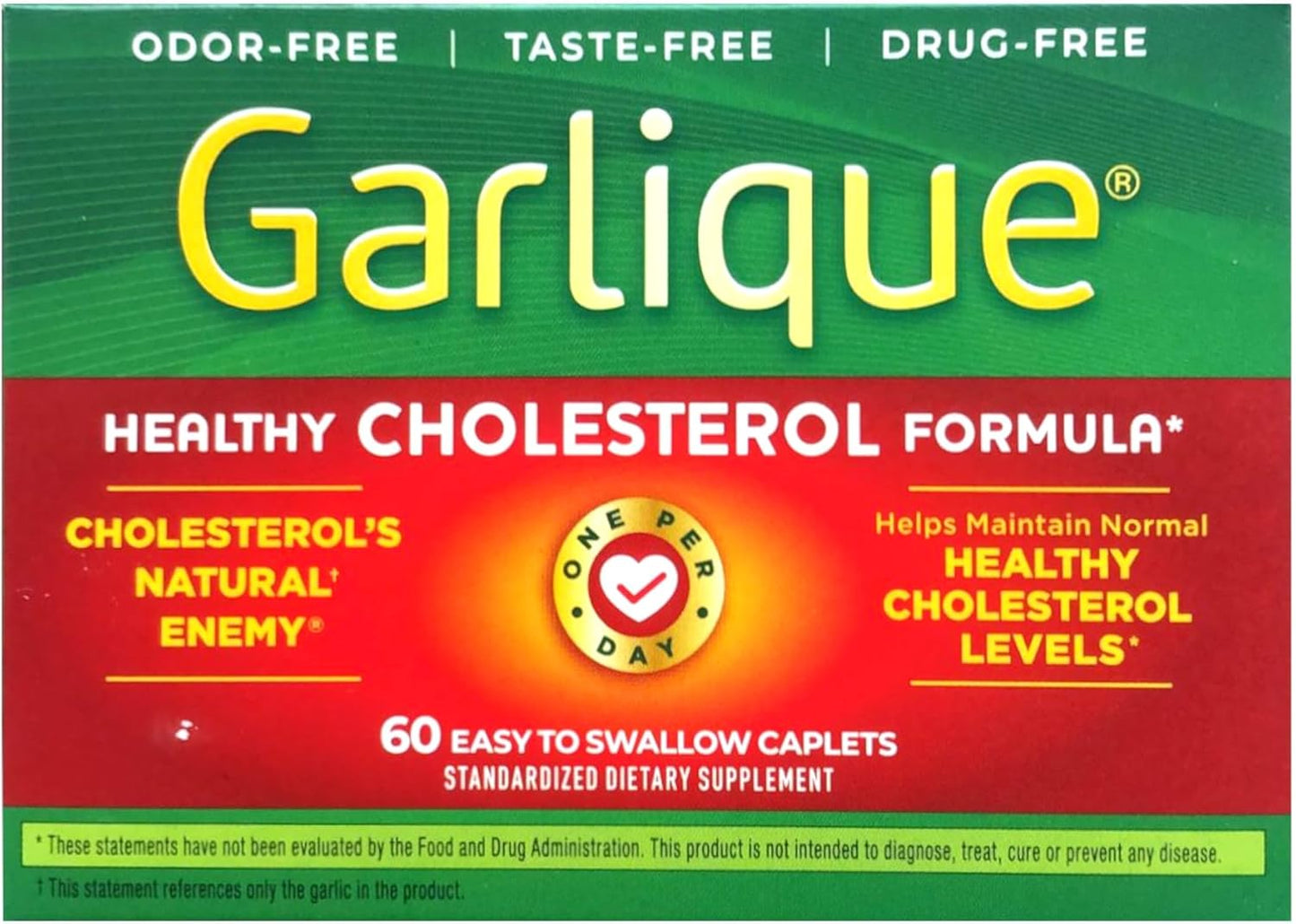 2 Packs of Garlique Healthy Cholesterol Formula with 5000 mcg Allicin, 60 Enteric Coated Caplets - Total 120 Caplets