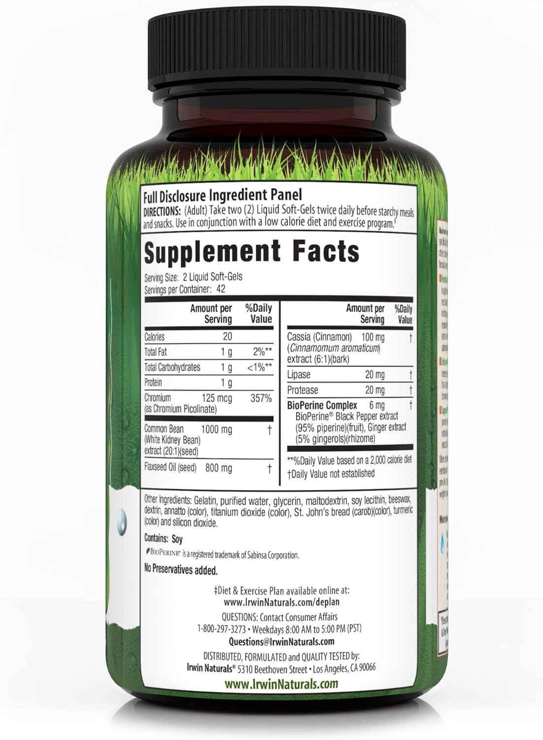 2 Packs of Irwin Naturals Maximum Strength 3-in-1 Carb Blocker - 84 Liquid Soft-Gels - Neutralize Carbohydrates - 168 Servings Total