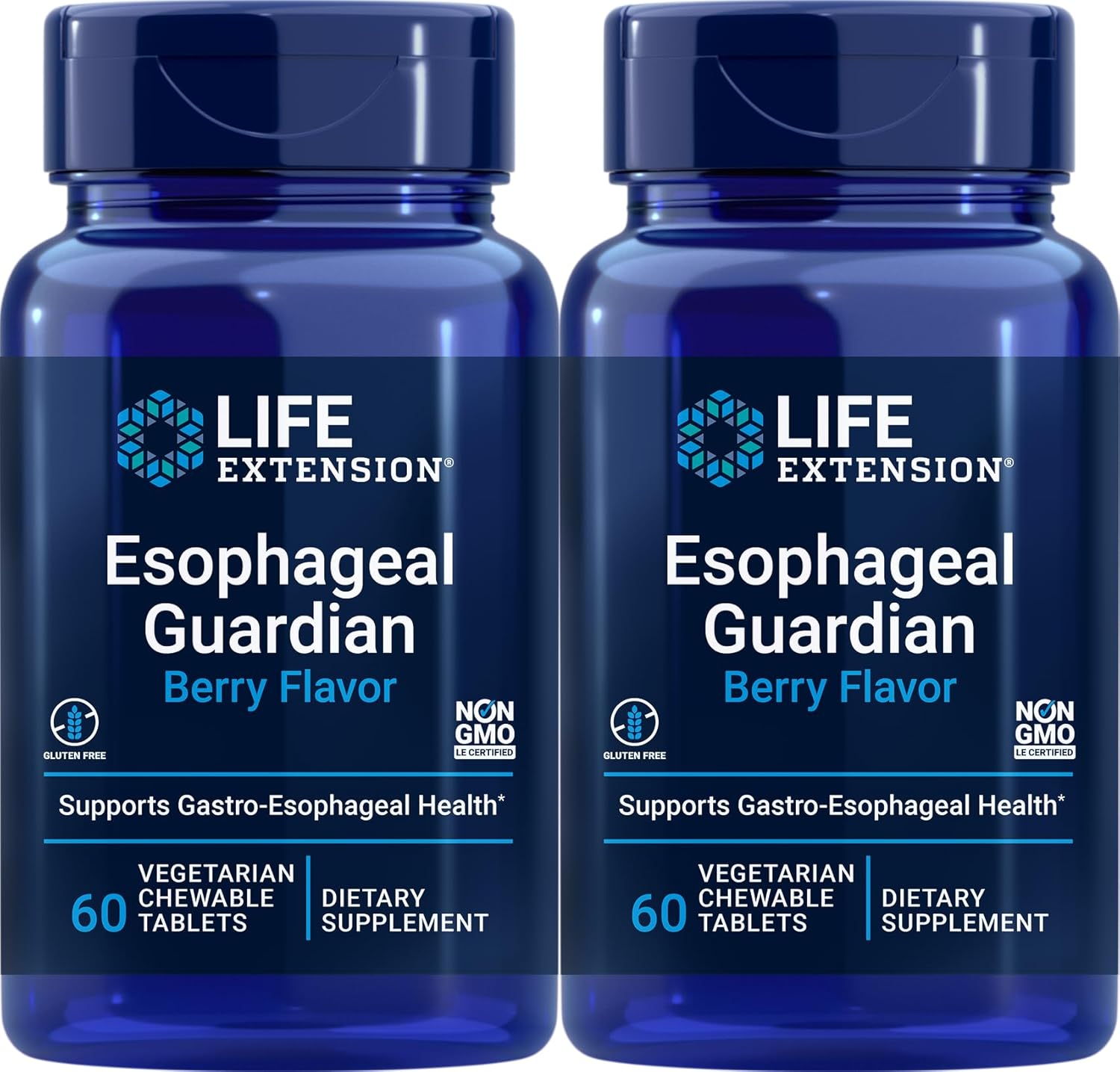 2 Packs of Life Extension Esophageal Guardian - 60 Vegetarian Chewable Tablets