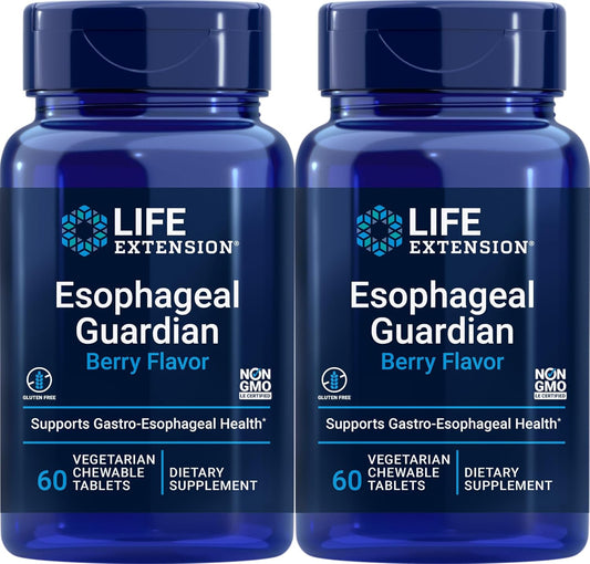 2 Packs of Life Extension Esophageal Guardian - 60 Vegetarian Chewable Tablets