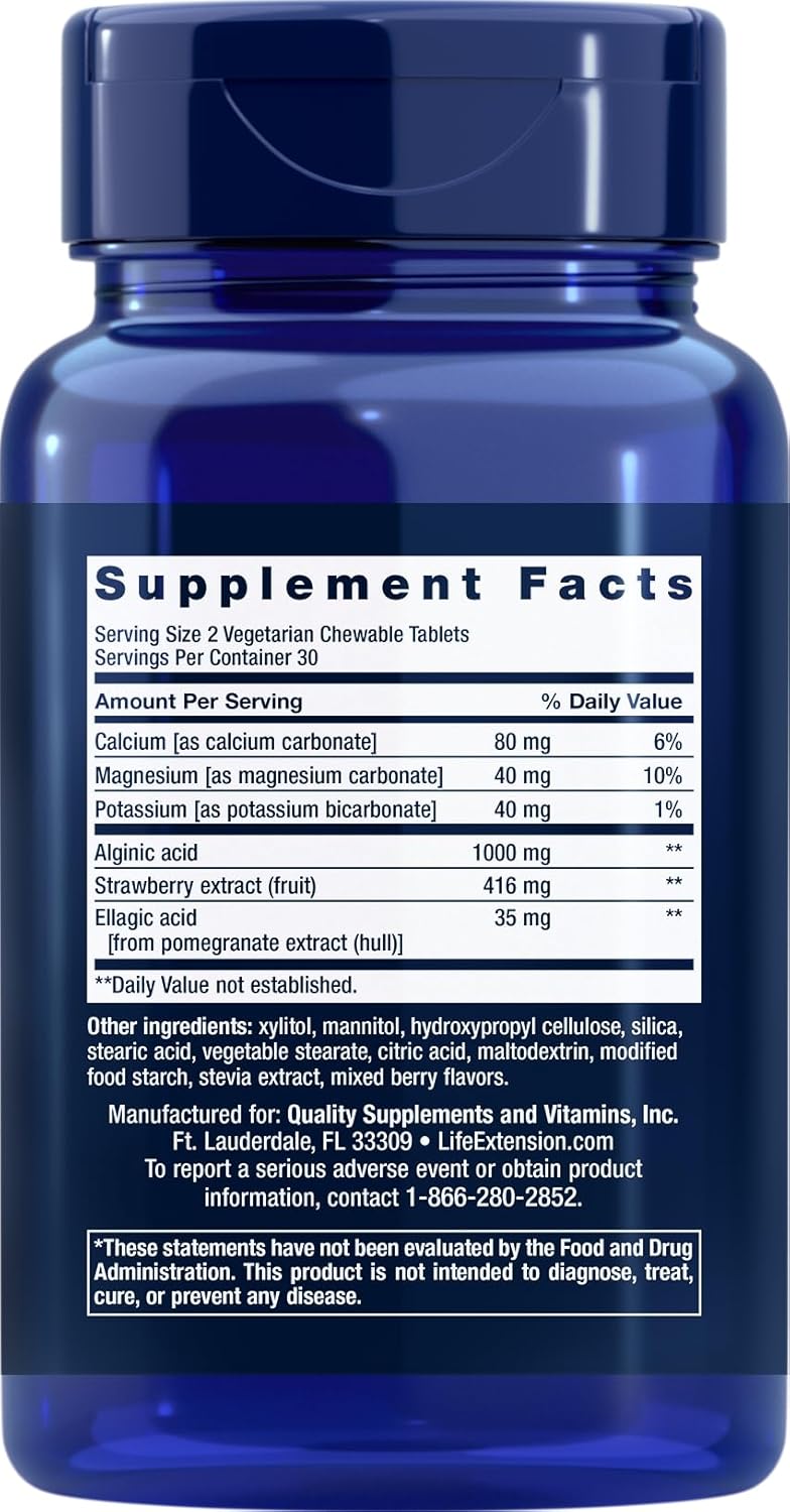 2 Packs of Life Extension Esophageal Guardian - 60 Vegetarian Chewable Tablets