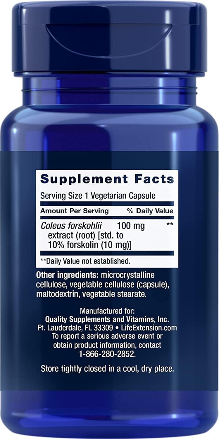 2 Packs of Life Extension Forskolin 10 mg - Total of 120 Vegetarian Capsules for Weight Management and Metabolism Support