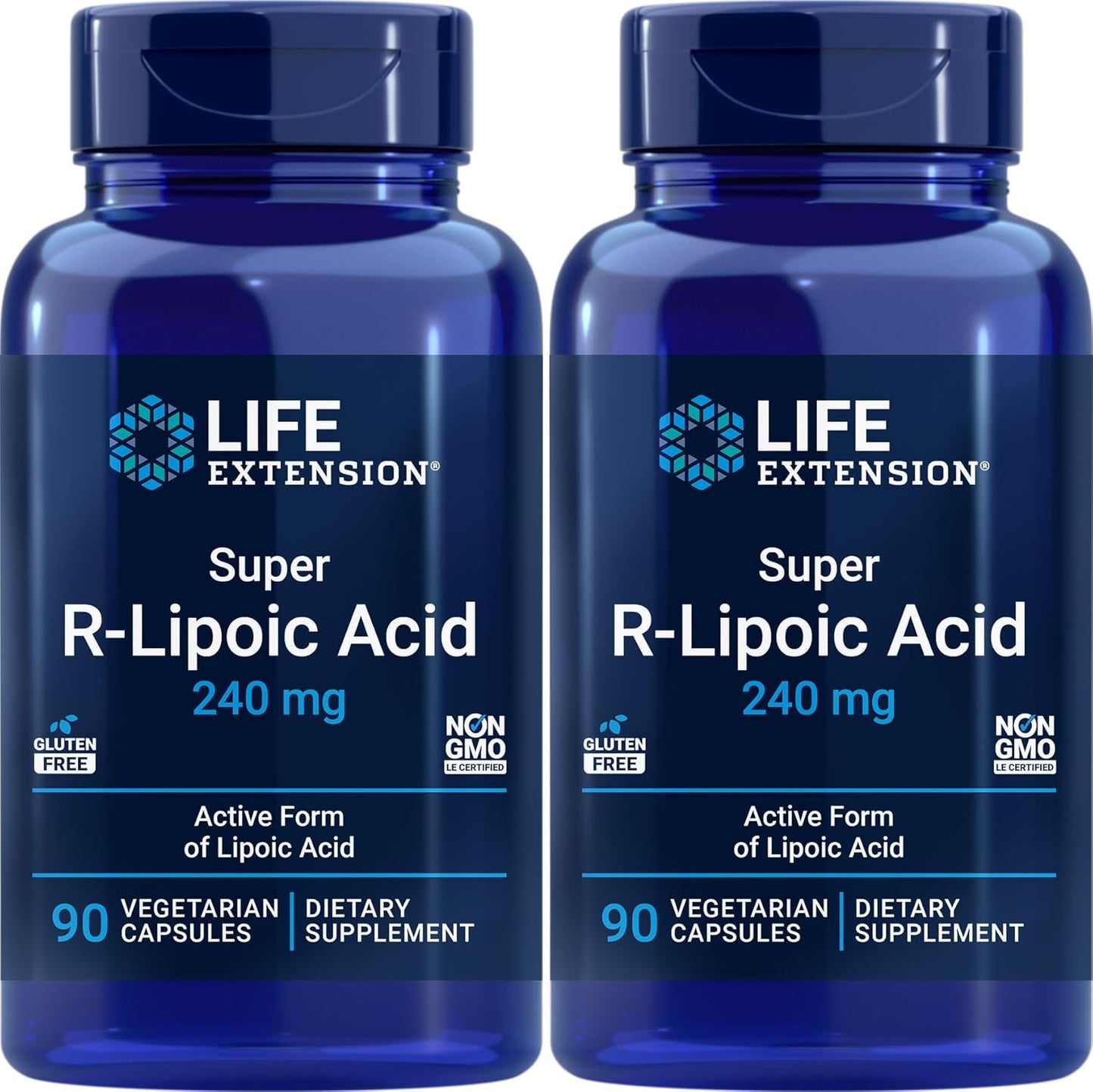 2 Packs of Life Extension Super R-Lipoic Acid 240mg, 90 Veg Capsules for Longevity
