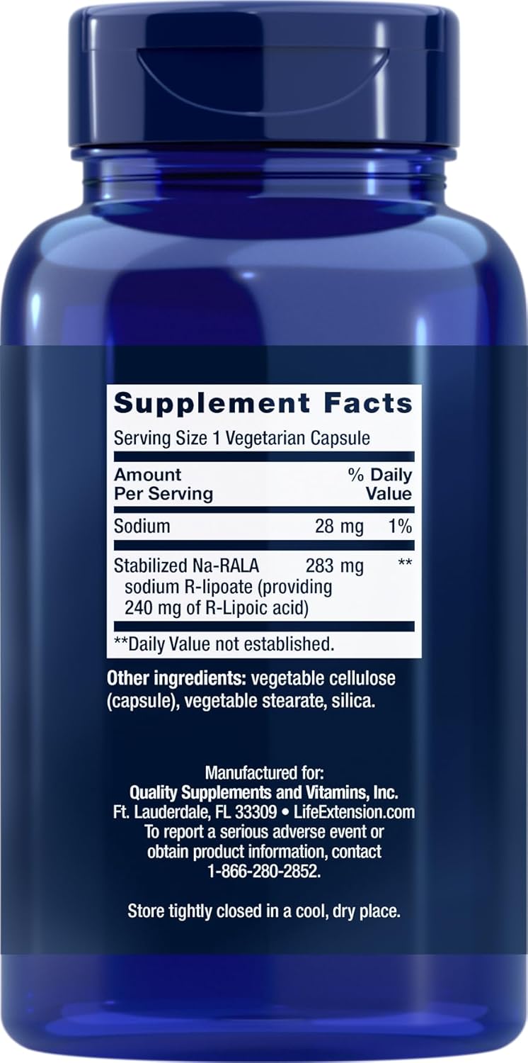 2 Packs of Life Extension Super R-Lipoic Acid 240mg, 90 Veg Capsules for Longevity