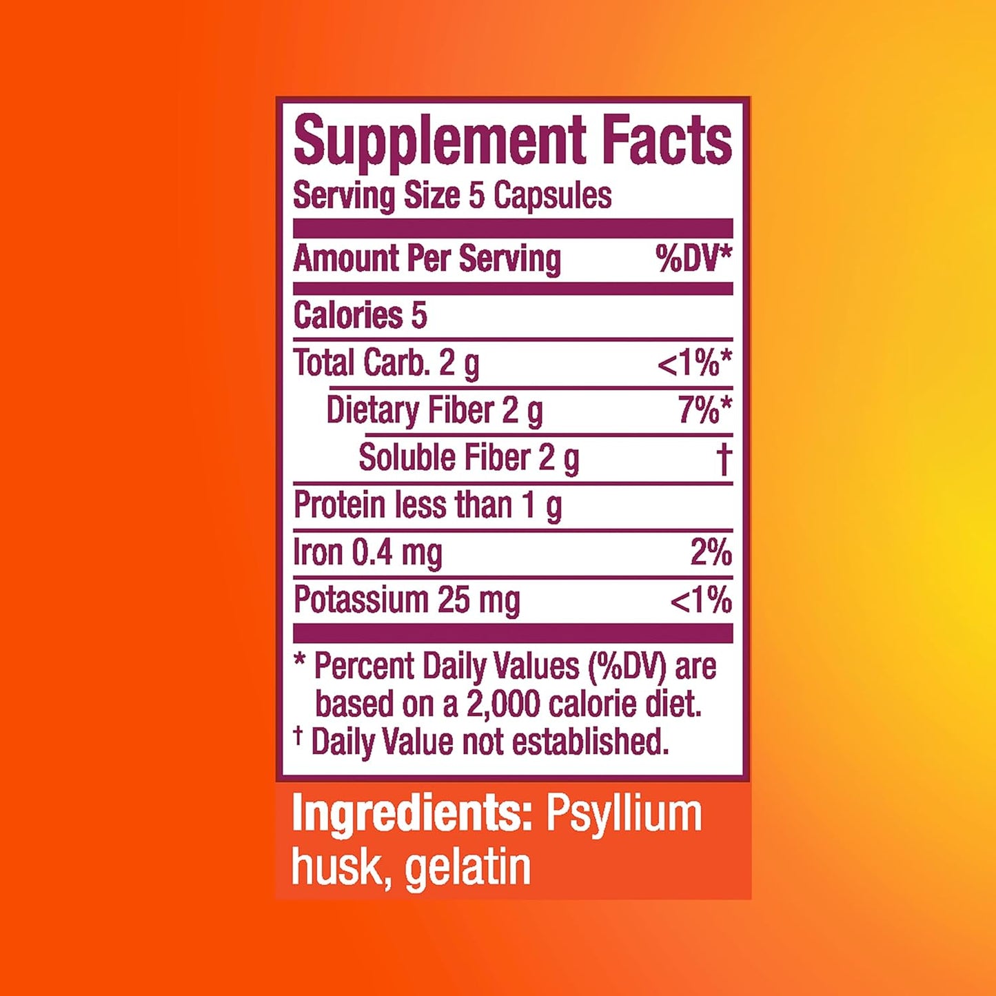 2 Packs of Metamucil Psyllium Husk Fiber Supplement, 3-in-1 Digestive Health Support, 200 Capsules, Plant Based Formula