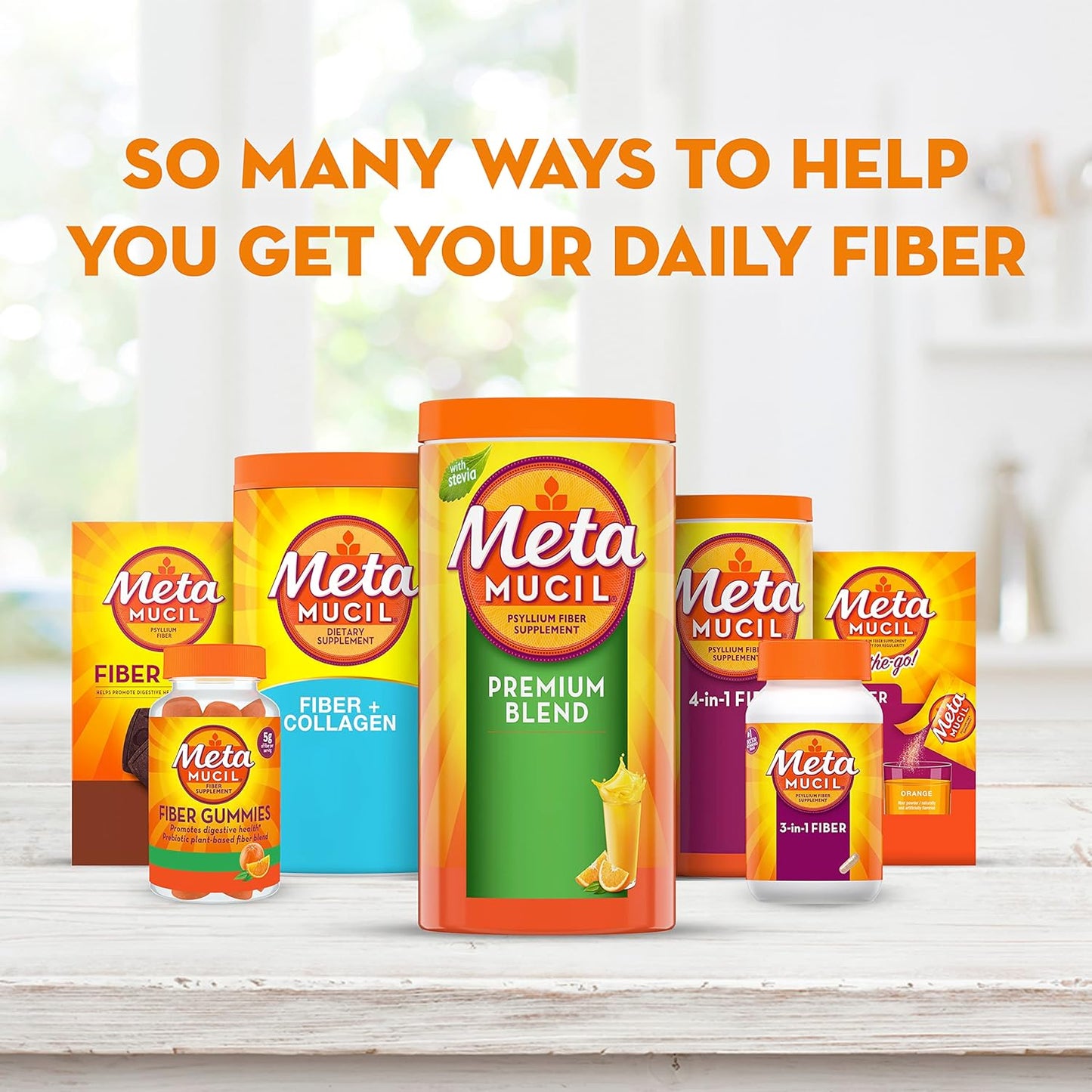2 Packs of Metamucil Psyllium Husk Fiber Supplement, 3-in-1 Digestive Health Support, 200 Capsules, Plant Based Formula