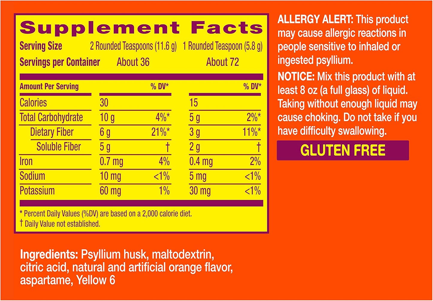 2 Packs of Metamucil Sugar-Free Orange Fiber Powder, 4-in-1 Formula, 72 Servings