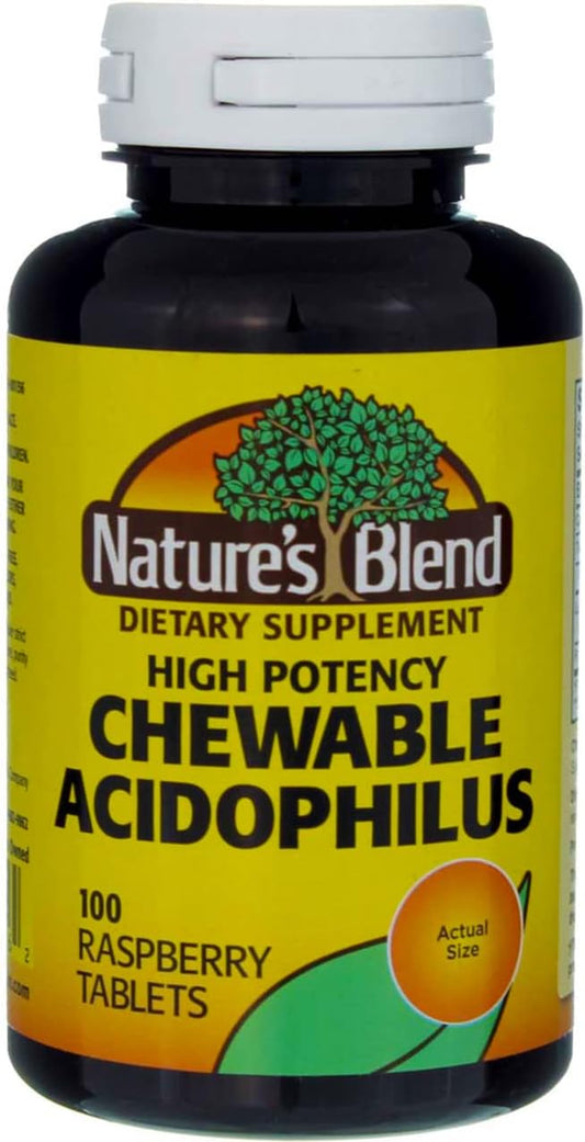 2 Packs of Nature's Blend Acidophilus Chewable Raspberry Flavor - 100 Tablets Each
