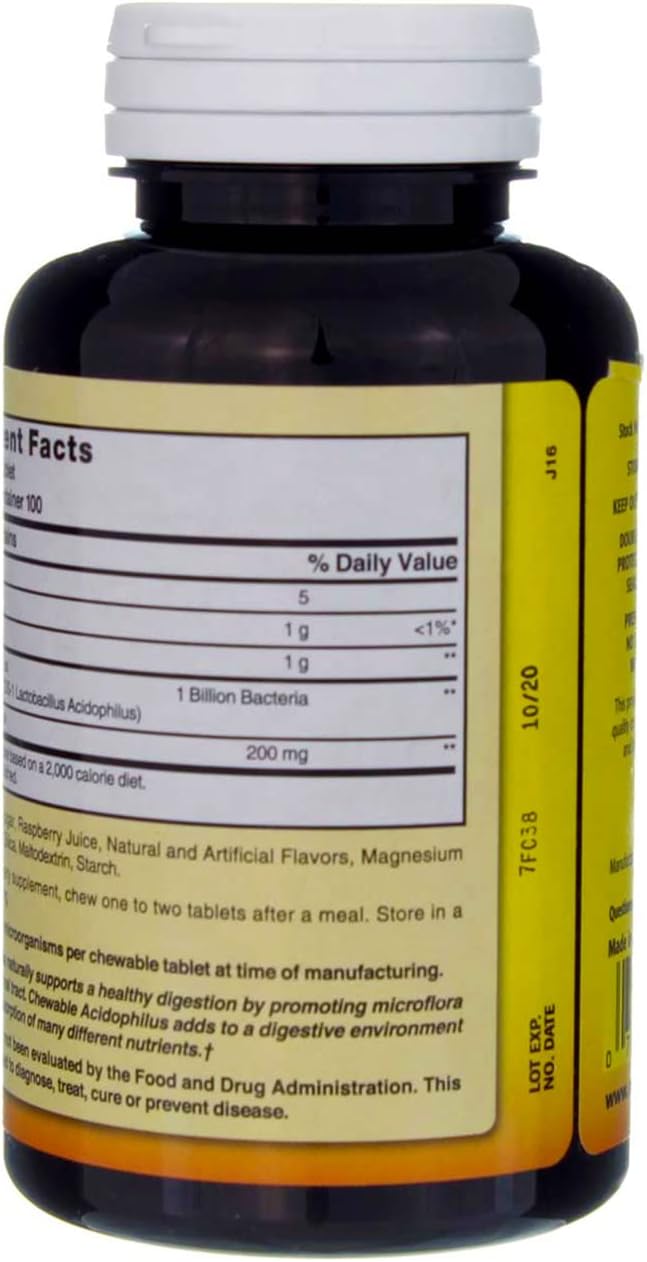 2 Packs of Nature's Blend Acidophilus Chewable Raspberry Flavor - 100 Tablets Each
